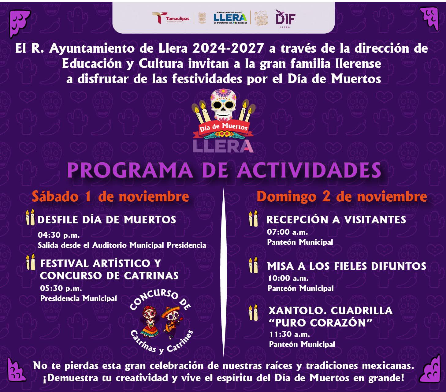 INVITA MOISES BORJON OLVERA, A CELEBRAR EL DIA DE MUERTOS, EN LLERA, CON MUCHA PASION