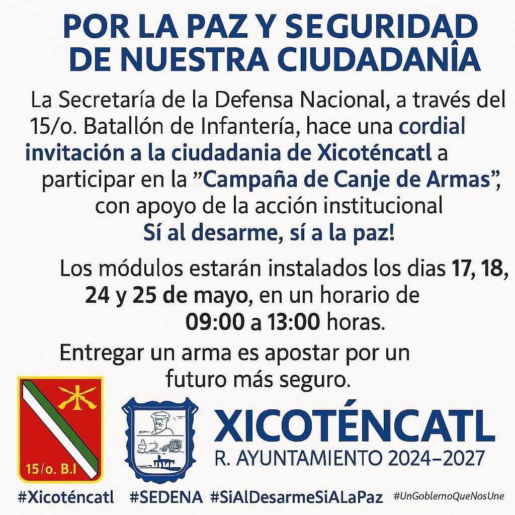 INVITAN A LA CIUDADANIA A LA CAMPAÑA DE CANJE DE ARMAS