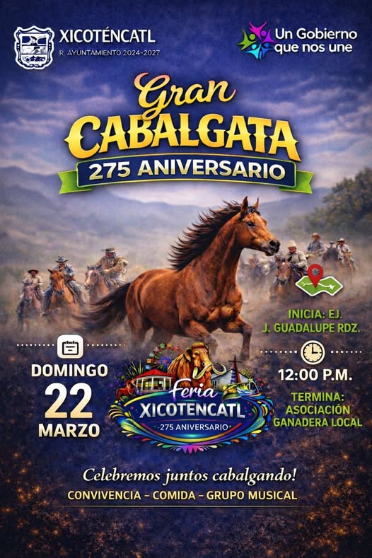 Invitan a participar en la Gran Cabalgata del 275 Aniversario de Xicoténcatl