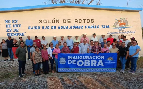 ENTREGA FRANK DE LEON AVILA, OBRA DE REHABILITACIÓN DEL SALÓN DE ACTOS EN EL EJ. OJO DE AGUA EN GOMEZ FARIAS.